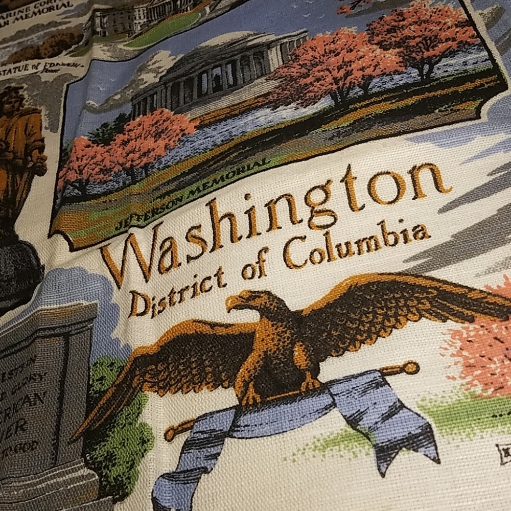 Vintage Washington DC Souvenir Cloth Panel